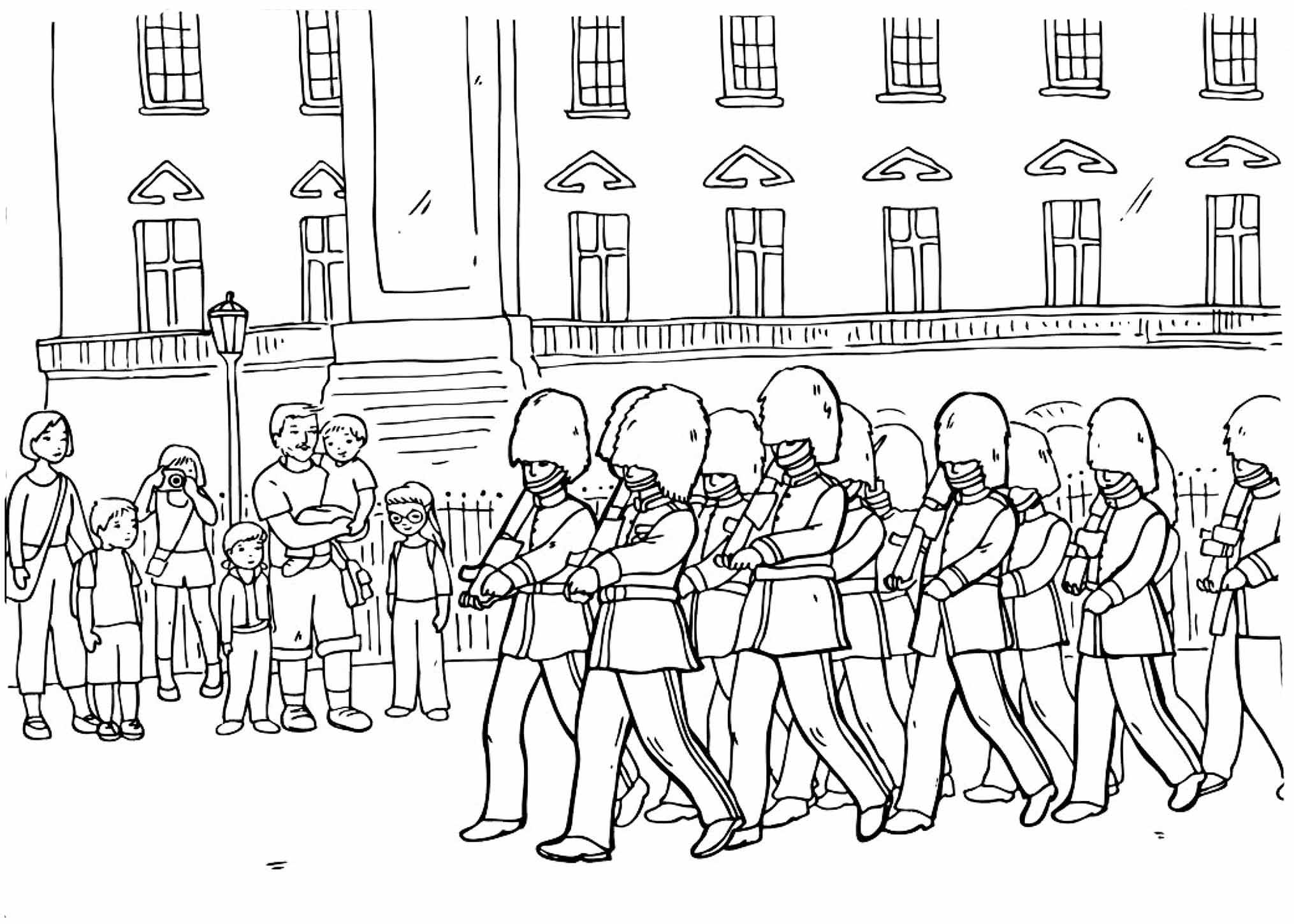 Раскраска парад солдат