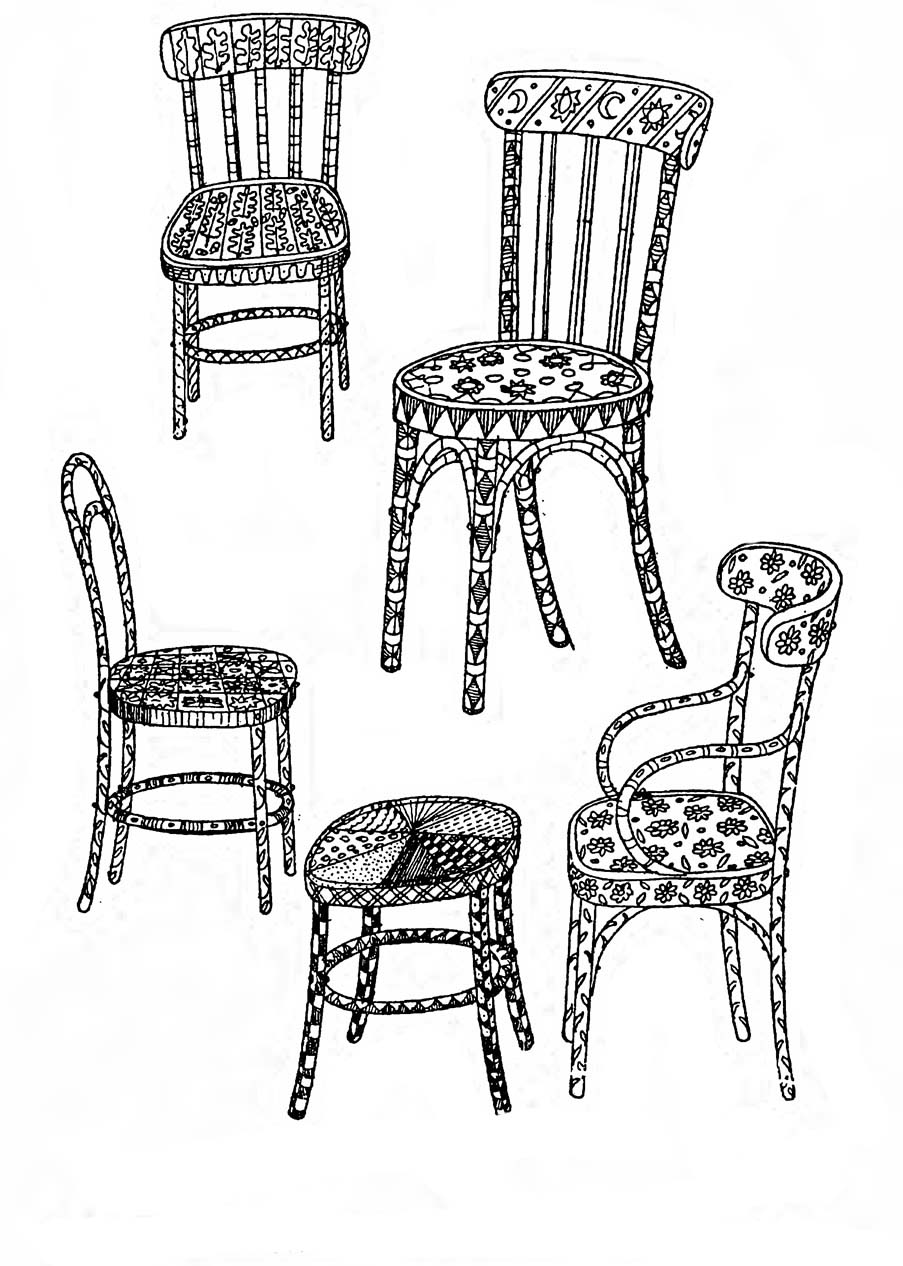 Раскраска старинных стульев