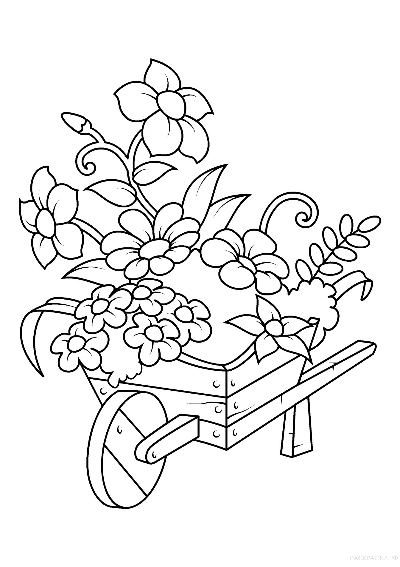 Ручной рисунок цветущих цветов на клумбе в стиле каракулей