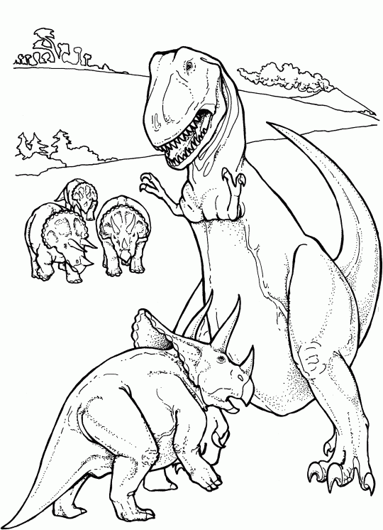 Раскраска Динозавры распечатать бесплатно для детей формат а4