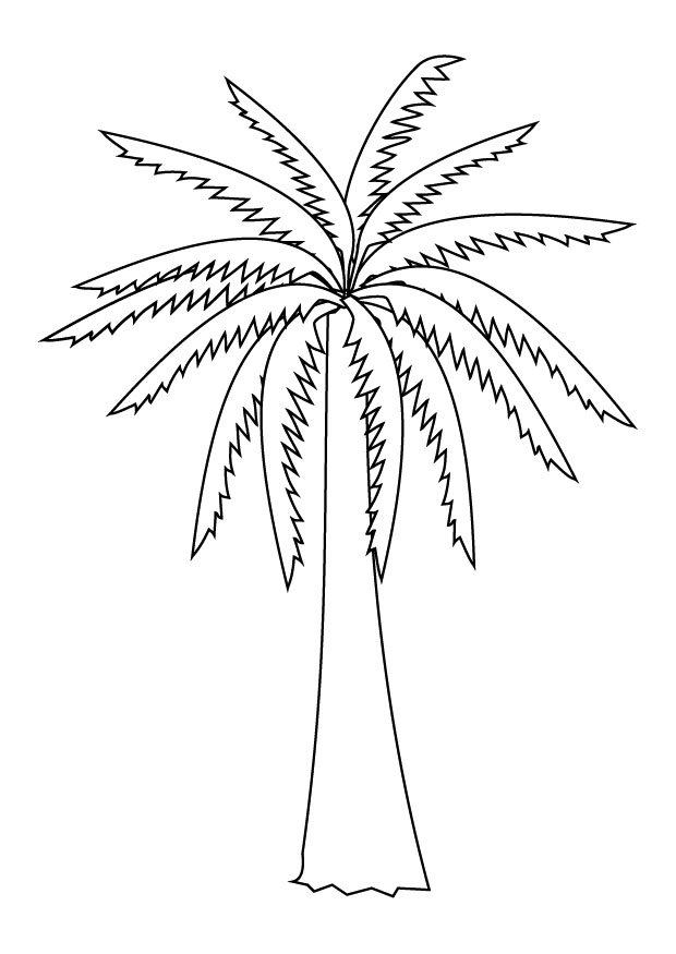 Раскраска Динозавр объедает листья пальмы - распечатать или скачать