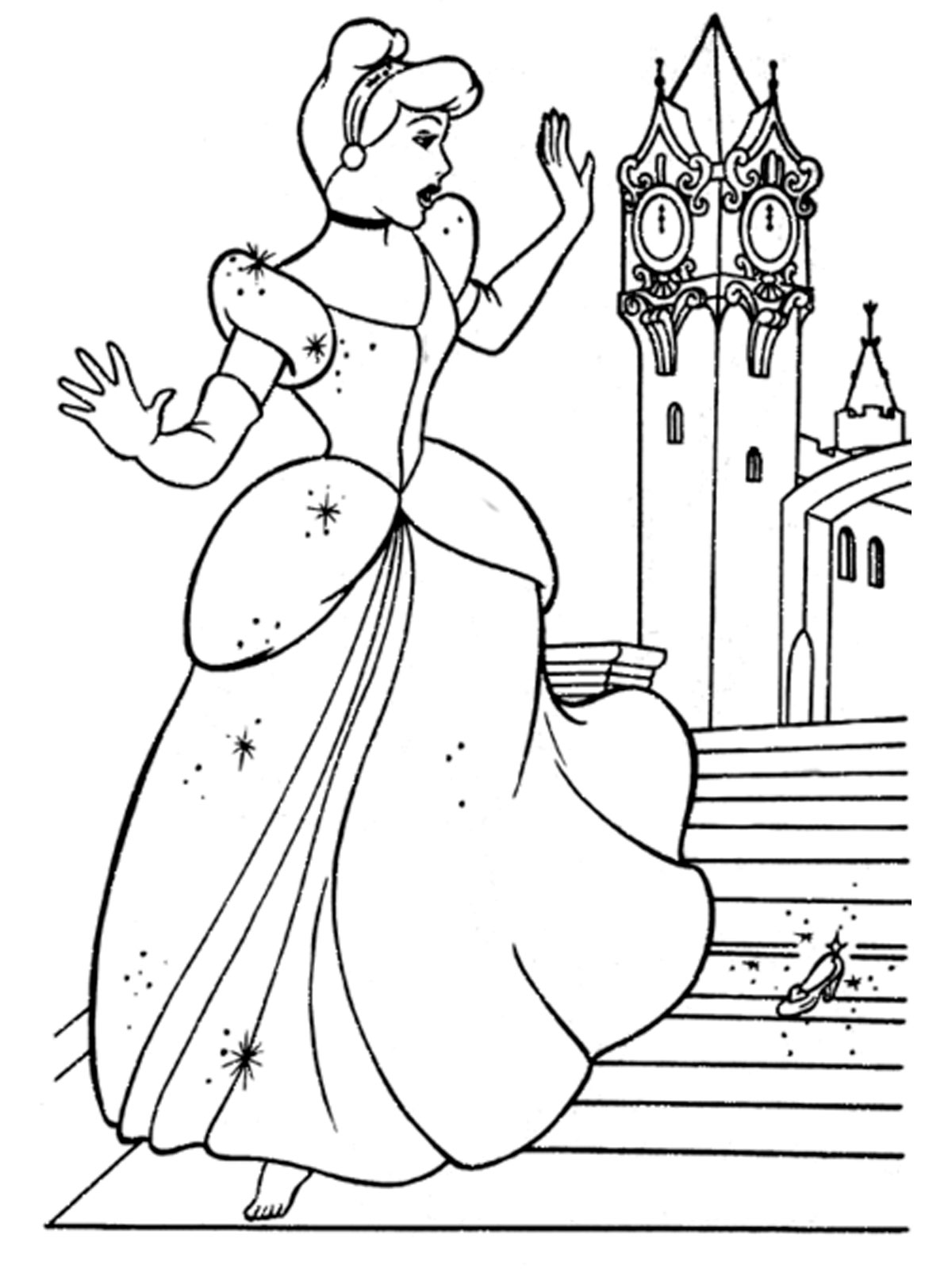 Раскраски из мультфильма Золушка (Cinderella). Сказка братьев Гримм Золушка с картинками скачать
