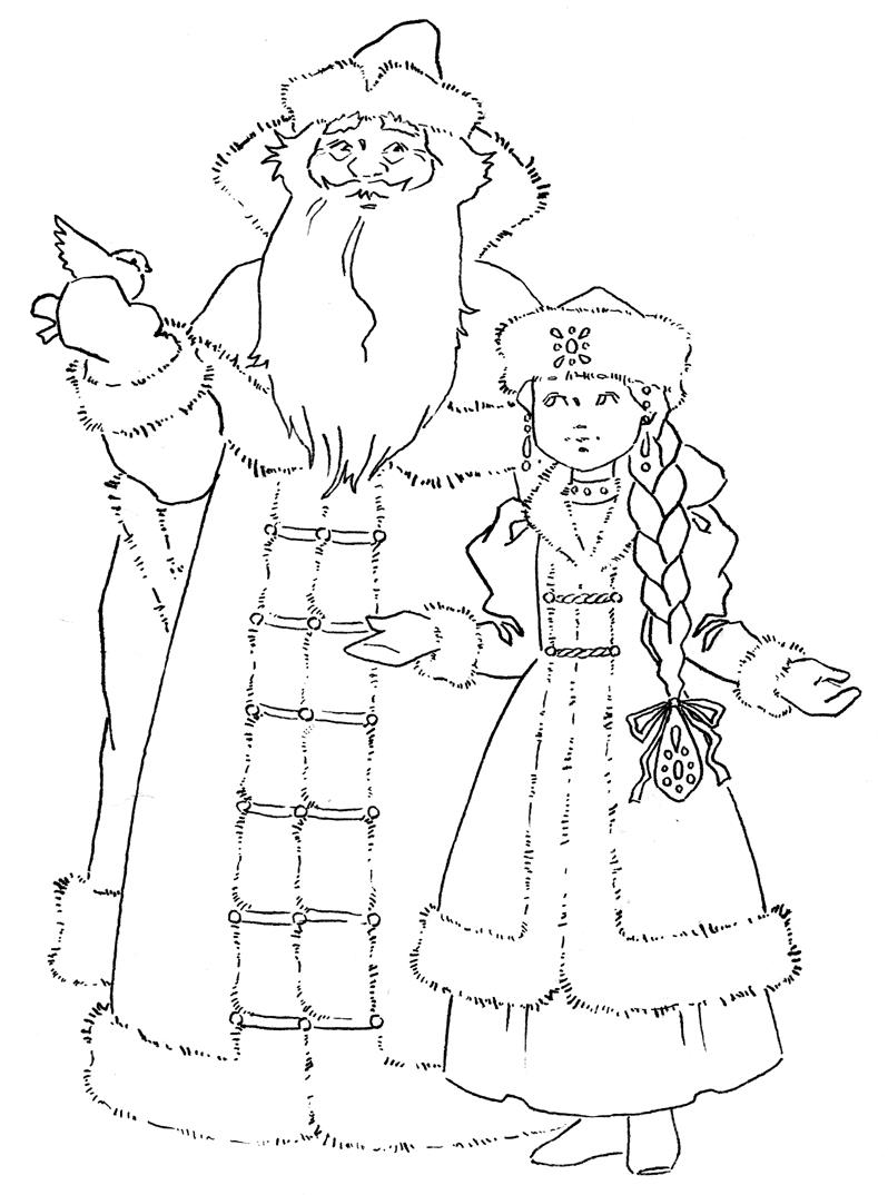 Рисуем Деда Мороза и Снегурочку вместе поэтапно