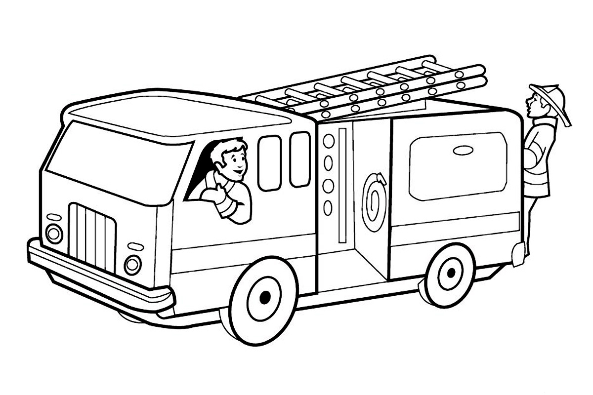 Рисунки для детей карандашом пожарная машина (23 фото)