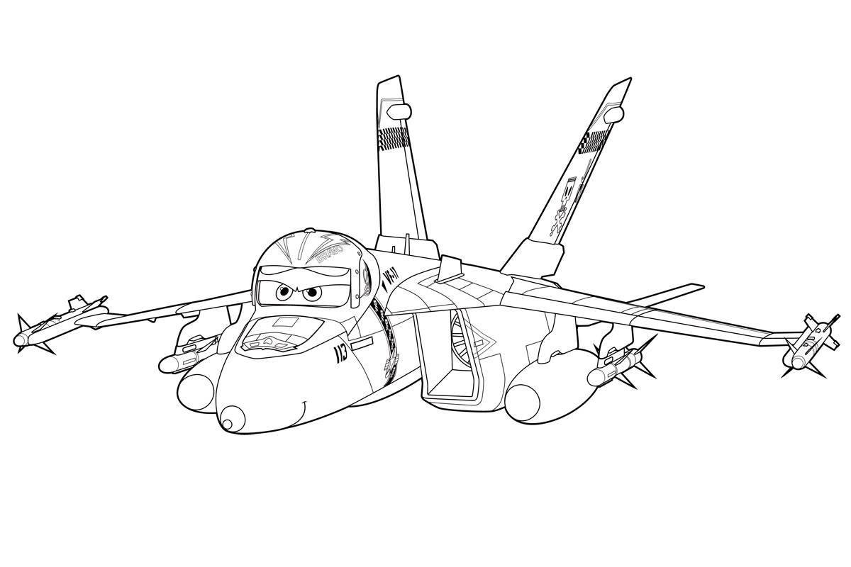 Раскраска Военный самолет распечатать - Самолеты