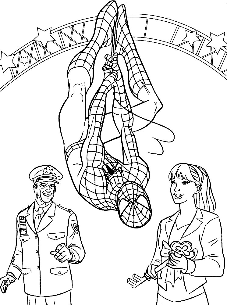 Раскраска Spider-Man на паутинке распечатать - Человек-паук