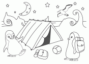 Пингвины и палатка