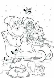 Дед Мороз и Снегурочка на санях