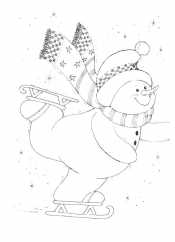Снеговик в шарфе на коньках
