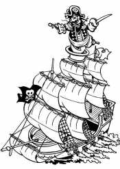 Пиратский корабль с флагом