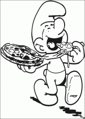 Смурфик с пиццей