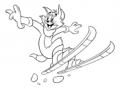 Кот Том на лыжах