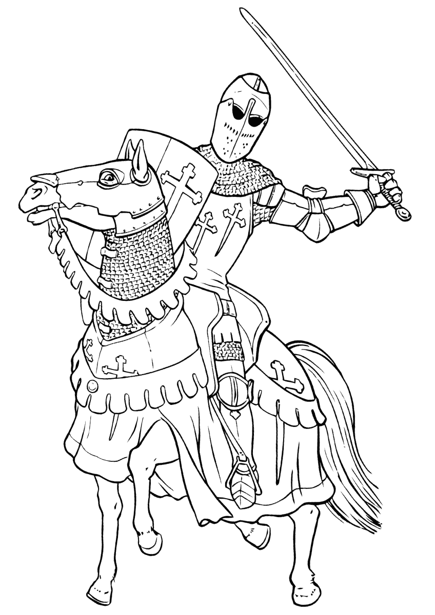 Рыцарь с мечом раскраска
